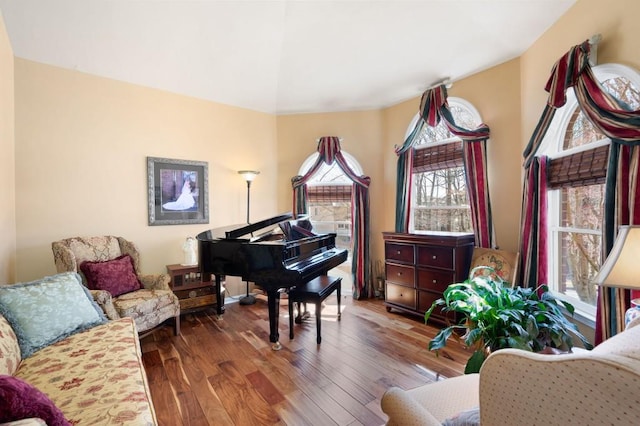 sitting room with hardwood / wood-style floors