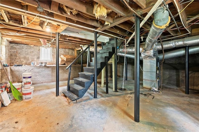 1098 Cascade Cir SW, Atlanta, GA 30311 - basement with stairway and heating unit