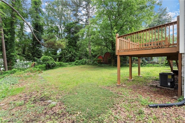 1098 Cascade Cir SW, Atlanta, GA 30311 - view of green lawn with central air condition unit and a wooden deck