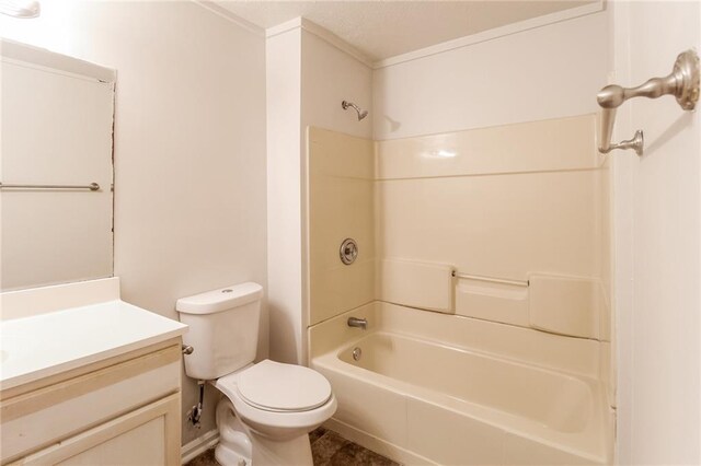 full bathroom featuring vanity, toilet, and bathtub / shower combination