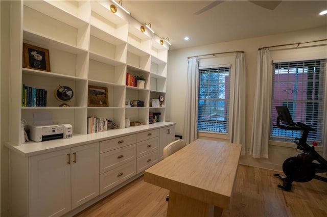 1122 Rice St NW, Atlanta, GA 30318 - office area with light wood-type flooring, recessed lighting, and baseboards