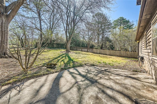 view of yard featuring a patio and a fenced backyard