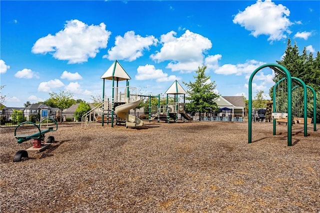 communal playground with fence