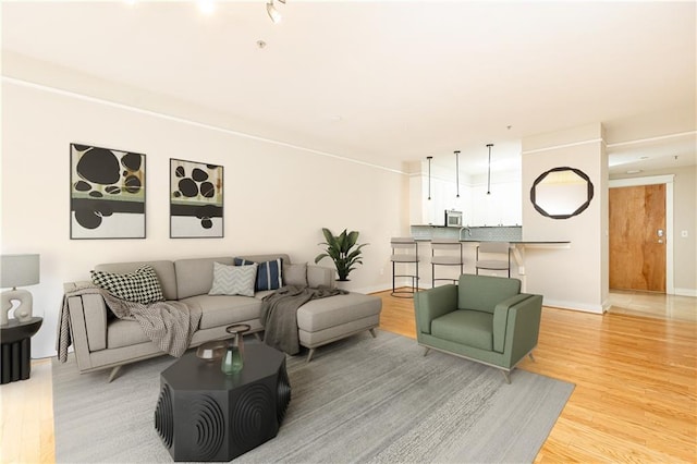 living room featuring light hardwood / wood-style floors