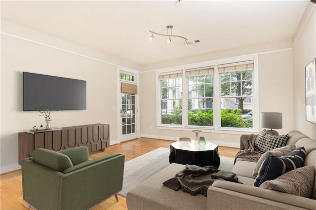 living room featuring light hardwood / wood-style flooring