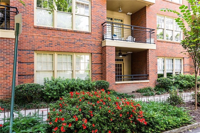 doorway to property with a balcony