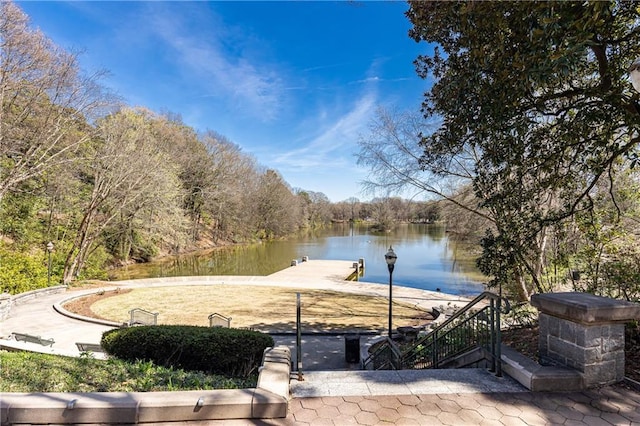 exterior space featuring a water view