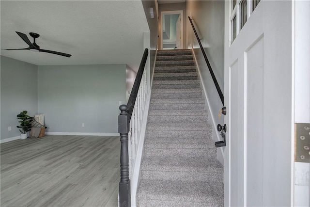 128 Evergreen Trl Unit 4, Cartersville, GA 30121 - staircase with ceiling fan, wood finished floors, and baseboards