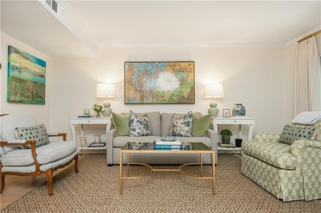 39 Ivy Gates NE, Atlanta, GA 30342 - living room featuring visible vents and crown molding
