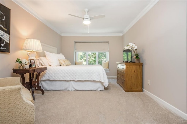 39 Ivy Gates NE, Atlanta, GA 30342 - bedroom with light carpet, baseboards, crown molding, and a ceiling fan