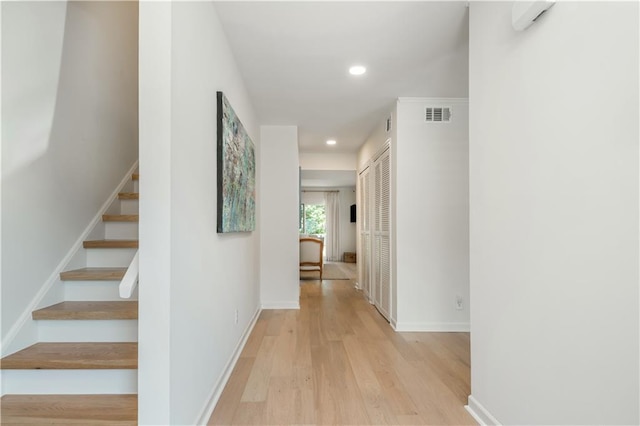 39 Ivy Gates NE, Atlanta, GA 30342 - corridor with baseboards, recessed lighting, light wood-style floors, and stairs
