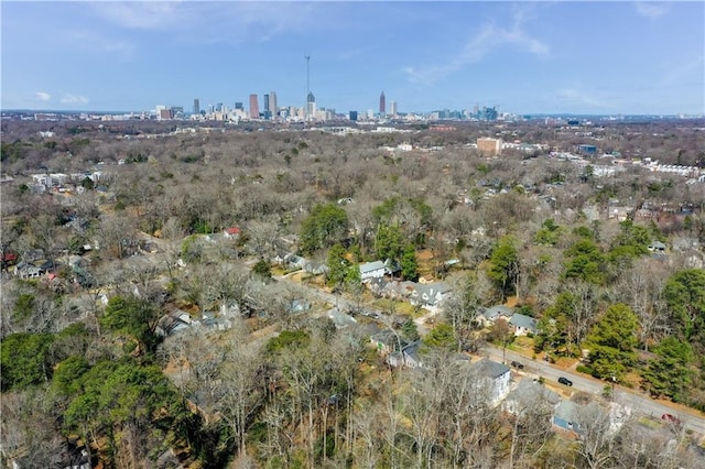 drone / aerial view with a city view