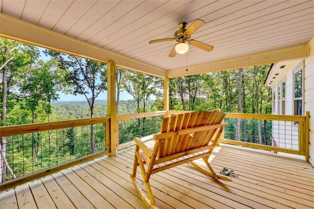 deck featuring ceiling fan