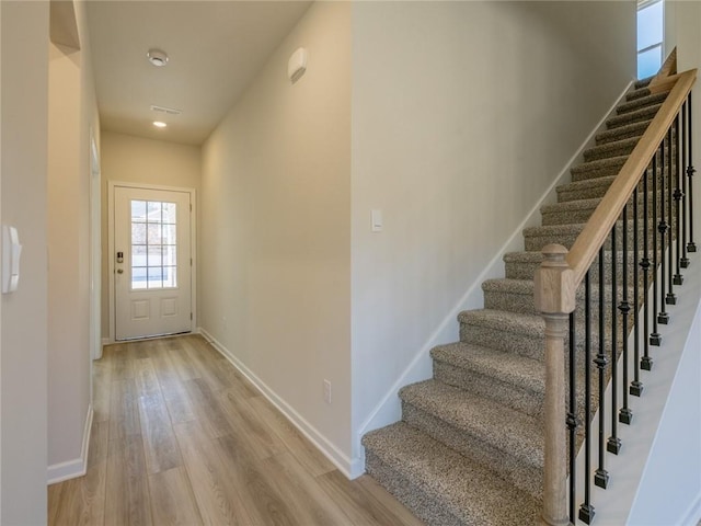 entryway featuring light hardwood / wood-style flooring