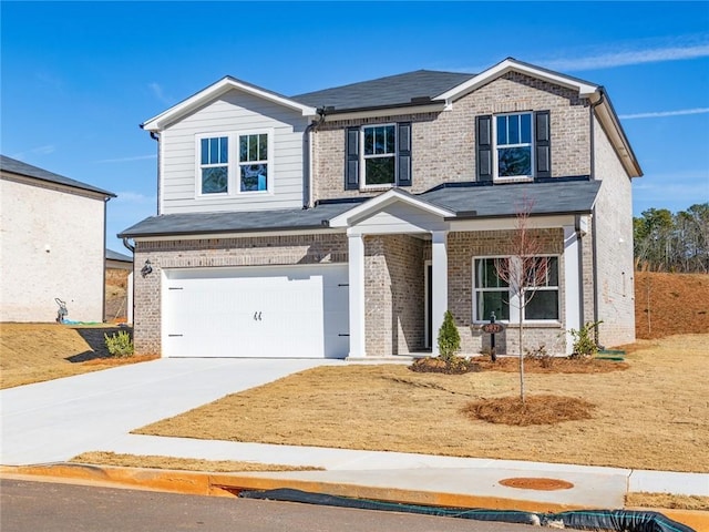 view of front of house with a garage