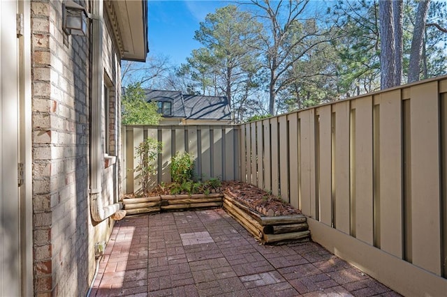 view of patio featuring a fenced backyard