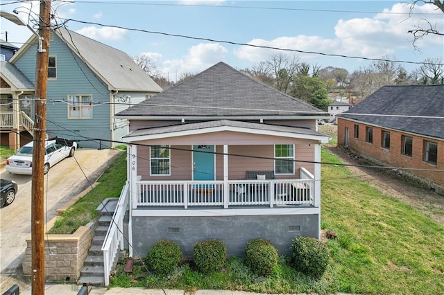906 Sims St SW, Atlanta, GA 30603 - back of property featuring a porch, stairway, roof with shingles, and crawl space