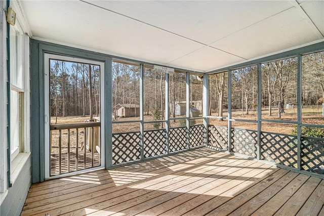 view of unfurnished sunroom