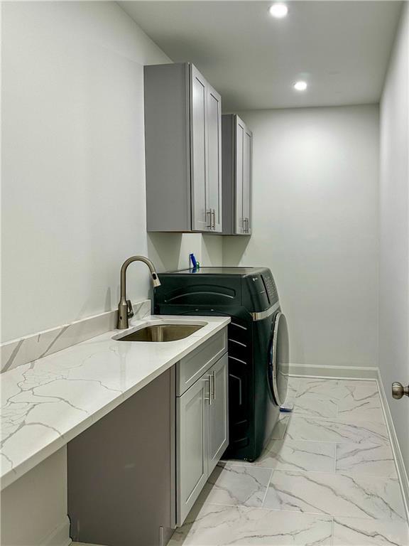 365 Morning Dew Cir, Roswell, GA 30075 - unfurnished bedroom with dark wood-style flooring, recessed lighting, baseboards, and a ceiling fan
