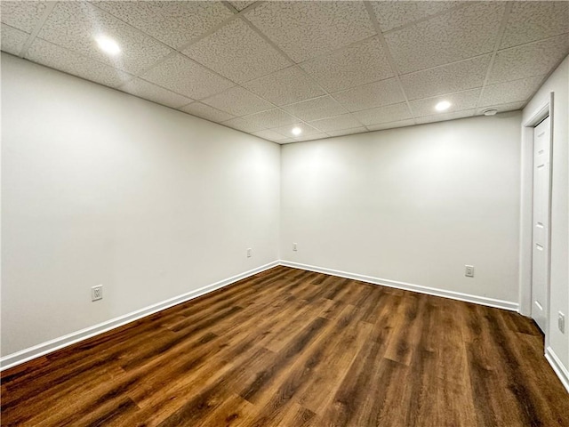 365 Morning Dew Cir, Roswell, GA 30075 - spare room with a drop ceiling, dark wood-style floors, recessed lighting, and baseboards