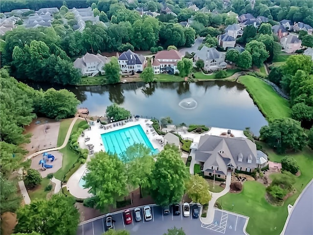 365 Morning Dew Cir, Roswell, GA 30075 - aerial view of residential area with a large body of water and a pool