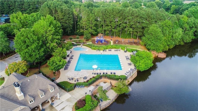 365 Morning Dew Cir, Roswell, GA 30075 - bird's eye view of a large body of water and a pool
