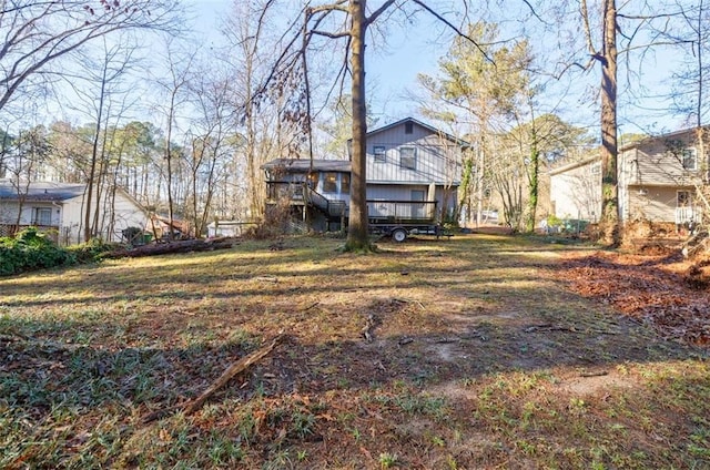 view of yard featuring a deck