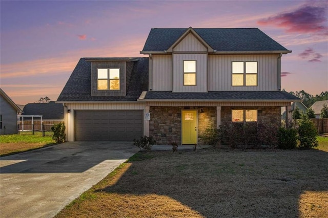 view of front of home with a garage