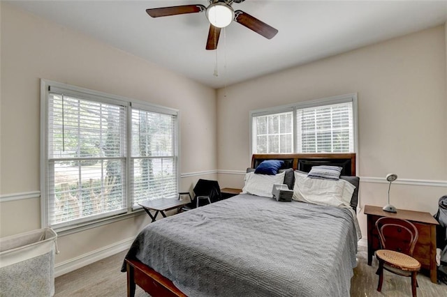 bedroom featuring ceiling fan