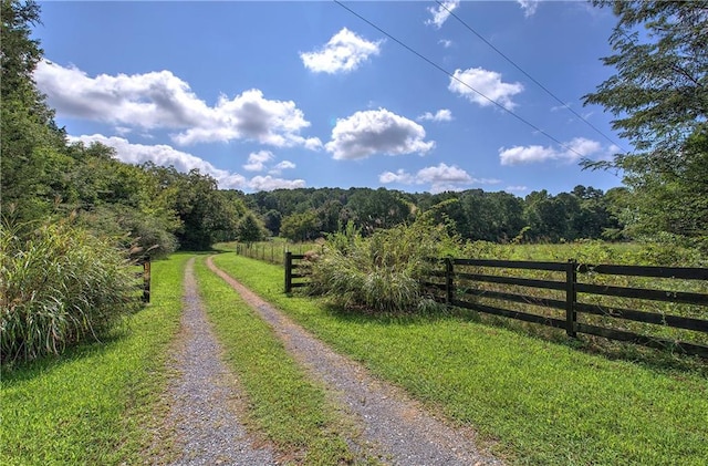 view of road with a rural view