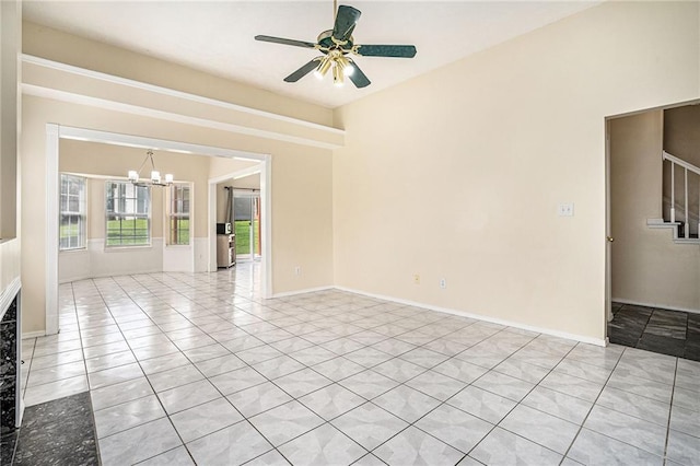 2928 Riverset Ct, Decatur, GA 30034 - spare room with a chandelier, a ceiling fan, and light tile patterned flooring