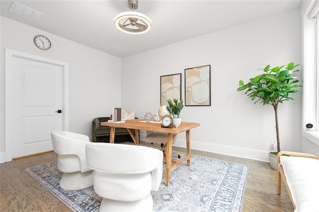 home office featuring wood-type flooring