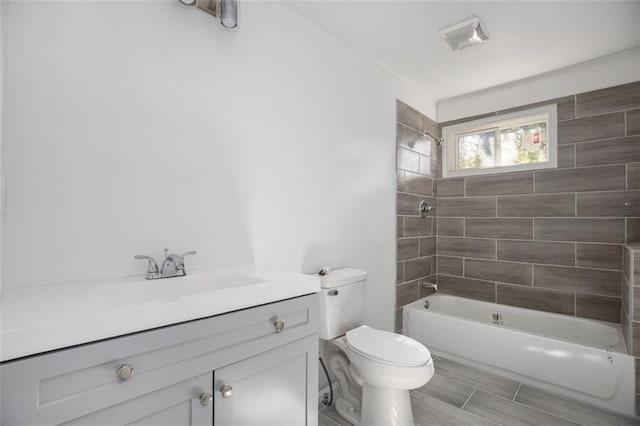 3060 Washington Rd, Atlanta, GA 30344 - full bathroom featuring toilet, vanity, tub / shower combination, and crown molding