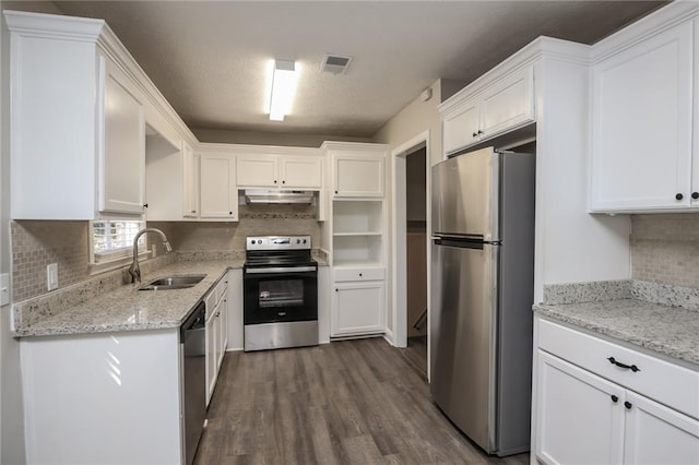 kitchen with white cabinetry, appliances with stainless steel finishes, and a sink