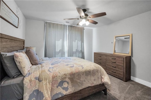 bedroom with carpet and ceiling fan