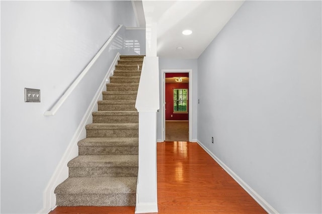 6887 Slate Stone Way SE Unit 3, Mableton, GA 30126 - staircase with wood finished floors, baseboards, and recessed lighting
