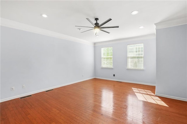 6887 Slate Stone Way SE Unit 3, Mableton, GA 30126 - unfurnished room with ceiling fan, ornamental molding, baseboards, wood finished floors, and recessed lighting