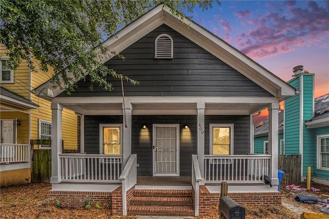 view of front of home featuring a porch