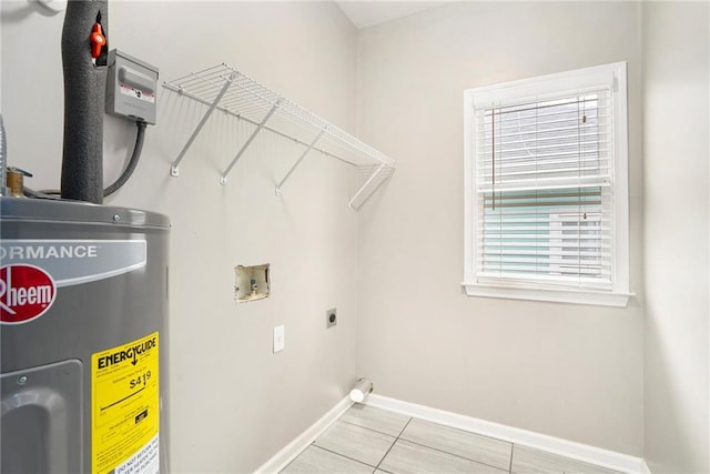 400 Bass St SW, Atlanta, GA 30310 - laundry area featuring water heater, washer hookup, electric dryer hookup, baseboards, and tile patterned floors