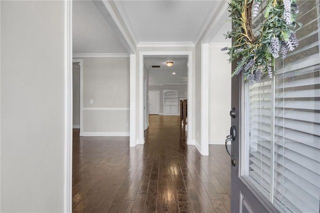 4204 Hardy Ave, Smyrna, GA 30082 - foyer with dark wood-type flooring, ornamental molding, and baseboards