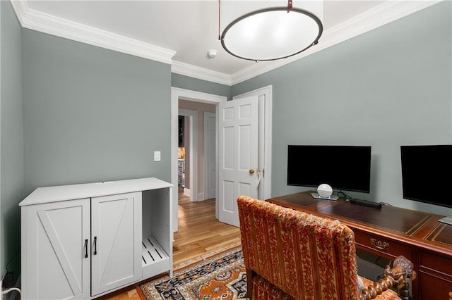 711 Greenview Ave NE, Atlanta, GA 30305 - home office with crown molding and light wood-style floors