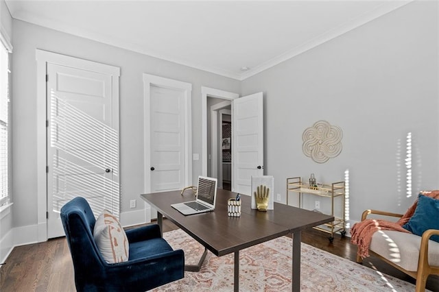 2208 Sage Mountain Ct SW, Marietta, GA 30064 - home office featuring ornamental molding and dark wood-type flooring