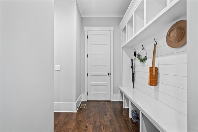 2208 Sage Mountain Ct SW, Marietta, GA 30064 - mudroom with dark wood-type flooring and ornamental molding