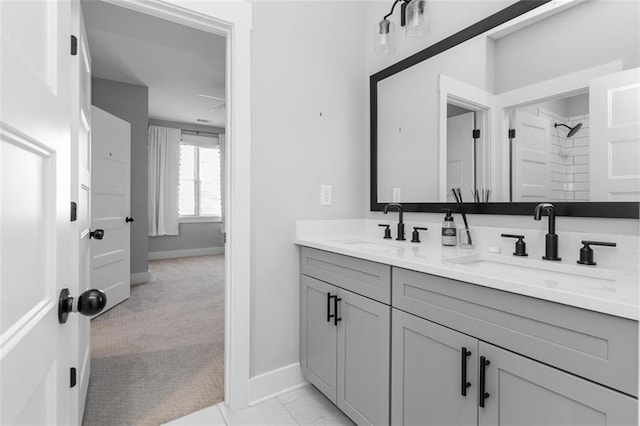 2208 Sage Mountain Ct SW, Marietta, GA 30064 - bathroom featuring double vanity and a shower
