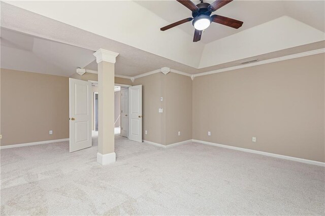 1731 Silverchase SW, Marietta, GA 30008 - spare room featuring baseboards, ceiling fan, crown molding, and light carpet
