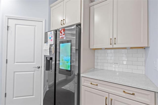 55 Clubhouse Way, Acworth, GA 30101 - kitchen with stainless steel fridge and backsplash