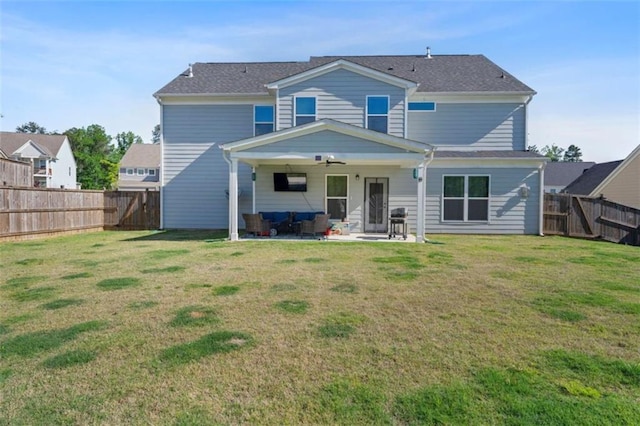 55 Clubhouse Way, Acworth, GA 30101 - rear view of house with a ceiling fan, a patio area, and an outdoor hangout area
