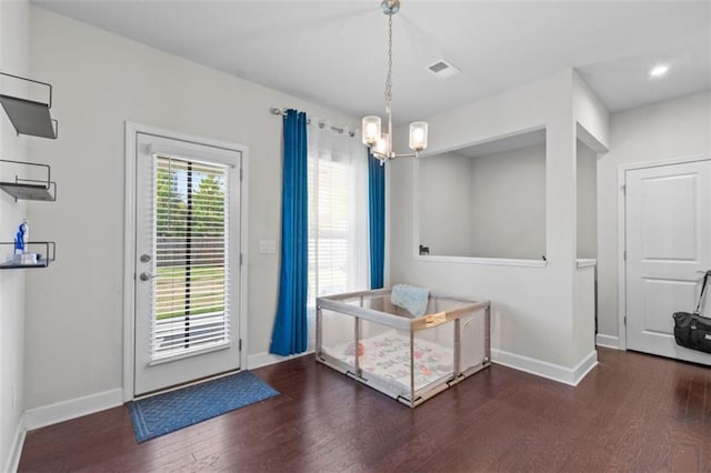 55 Clubhouse Way, Acworth, GA 30101 - dining space featuring a chandelier, wood finished floors, baseboards, and recessed lighting