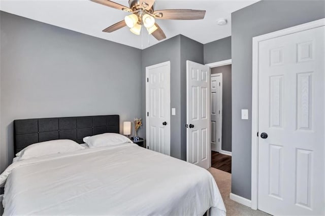 bedroom with carpet and ceiling fan