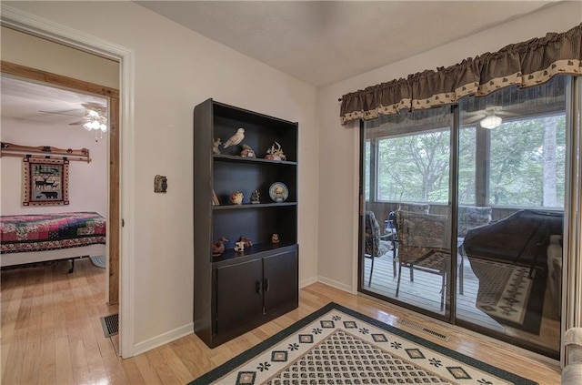214 S View Trl, Jasper, GA 30143 - doorway with light wood-style floors and a ceiling fan